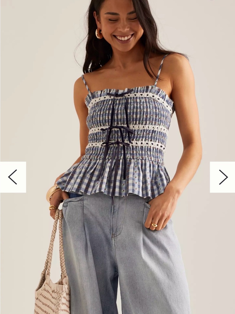 Damson Madder Katya Cami Top - Margot Gingham Coquette Peplum
